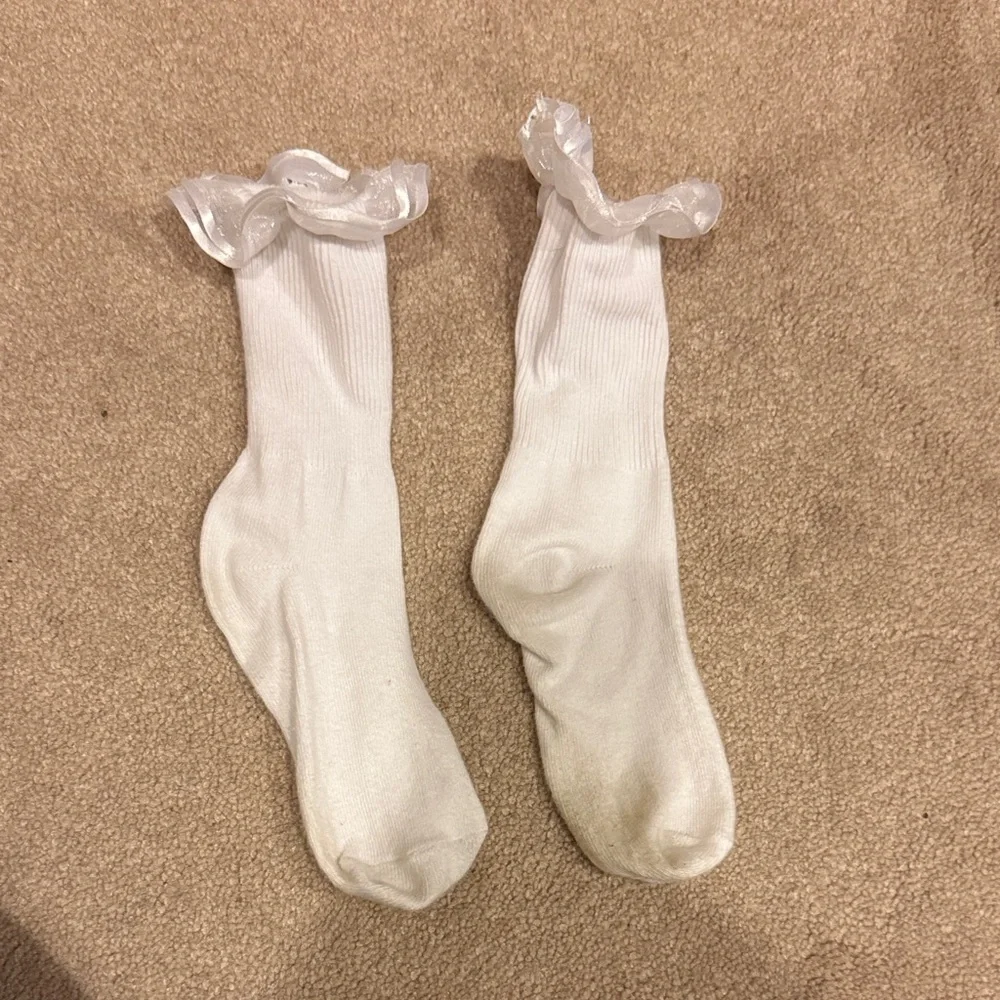 White Ruffle Socks. Little dirty. Cute ruffles